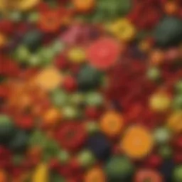 Colorful array of fresh fruits and vegetables