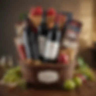 Personalized wine gift basket with a custom message tag