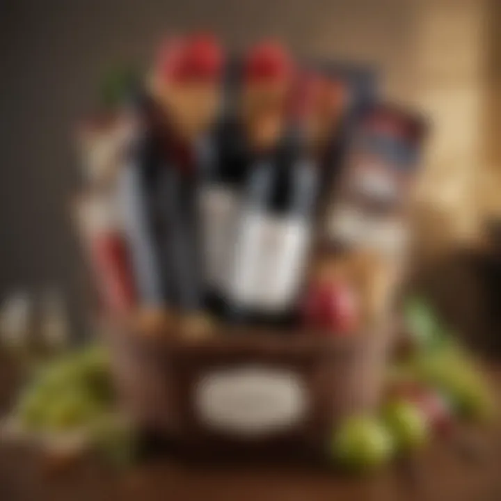 Personalized wine gift basket with a custom message tag