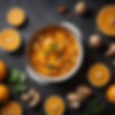 Ingredients for Orange Ginger Marinade Vibrant orange and ginger ingredients beautifully arranged