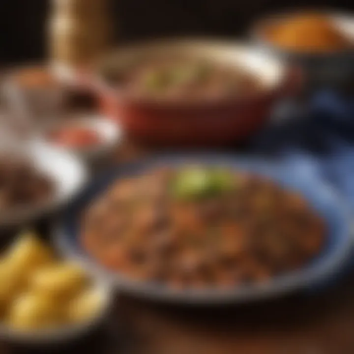 A historical depiction of Picadillo in Latin American culture.