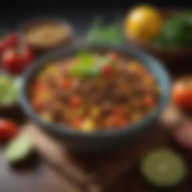 A vibrant bowl of Picadillo showcasing its colorful ingredients.