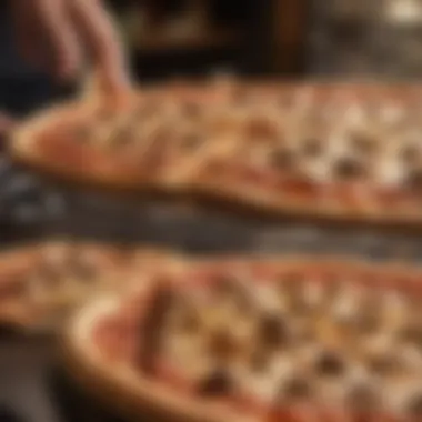 Customers enjoying pizza with various crust options in a restaurant setting