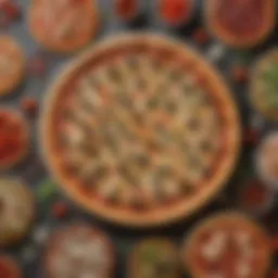 A variety of fresh pizza toppings displayed artistically