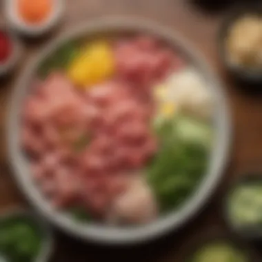 A close-up of unique ingredients used in poke dishes highlighting freshness