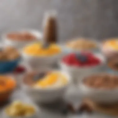 Diverse Protein Bowls for a Nutritious Morning A colorful display of breakfast bowls featuring various protein sources.