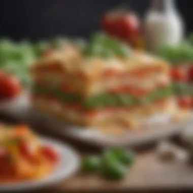 Fresh Ingredients for Innovative Lasagna An assortment of fresh vegetables and unique ingredients used in raw noodle lasagna.