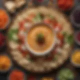 A colorful array of various party dips presented on a stylish platter