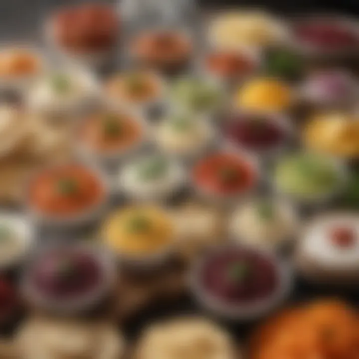 A selection of health-conscious dips displayed attractively