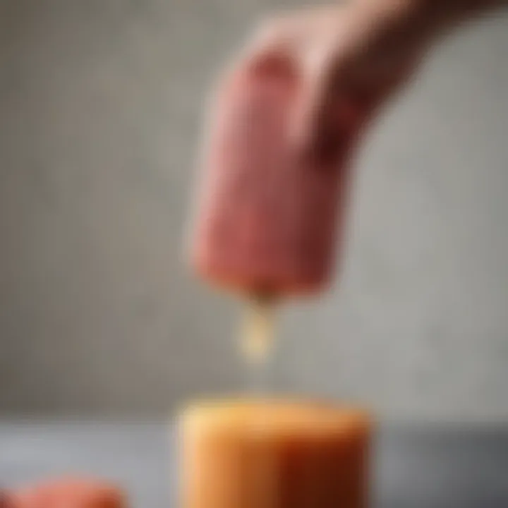 A close-up of a perfectly textured popsicle being removed from a mold