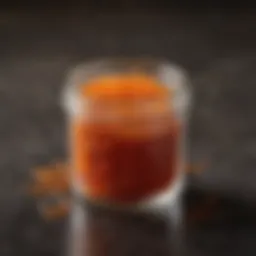 High-quality saffron threads in a glass container