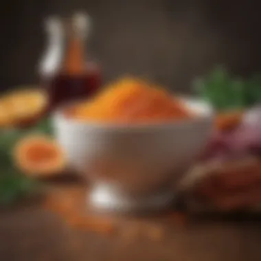Nourishing Harmony: Saffron and Whole Foods A bowl of saffron extract alongside whole foods