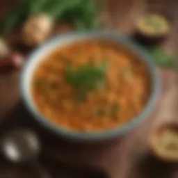 A vibrant bowl of chickpea curry with fresh herbs