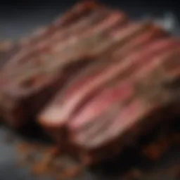 A close-up of beautifully seasoned beef ribs showcasing a rich blend of spices