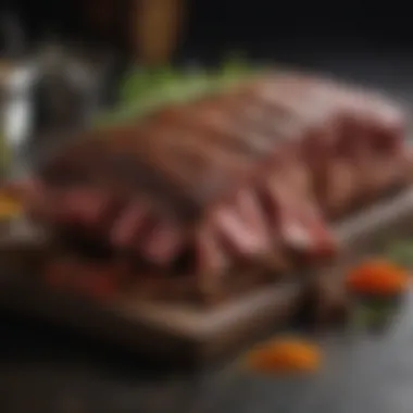 A vibrant display of various spices and herbs used for beef rib seasoning