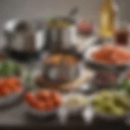 Small saucepan surrounded by various ingredients