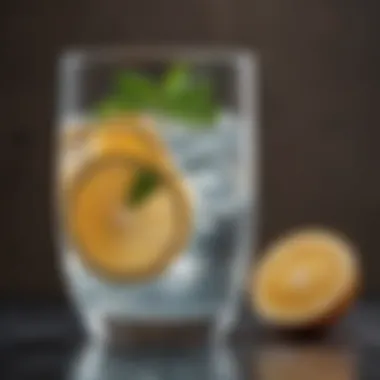 Infused Hydration for Vitality A refreshing glass of water infused with herbs and citrus, highlighting hydration for energy levels