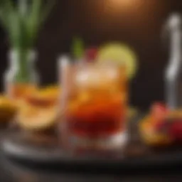 A vibrant cocktail showcasing spiced rum and unique fruit garnishes.