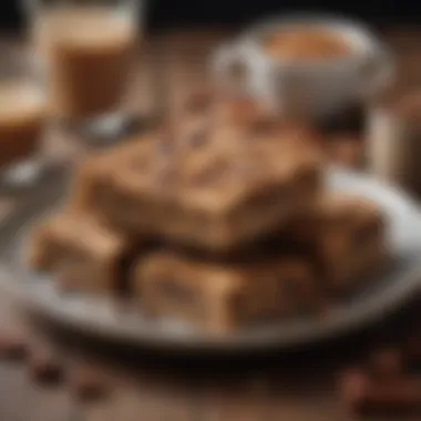 A beautifully arranged plate of homemade sugar-free breakfast bars topped with cocoa and seeds.