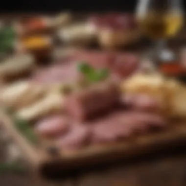Savory Summer Sausage Charcuterie A summer sausage charcuterie board featuring condiments and crackers