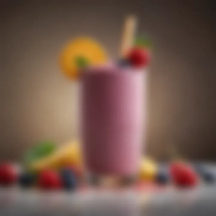A beautifully blended fruit smoothie in a glass with a colorful straw