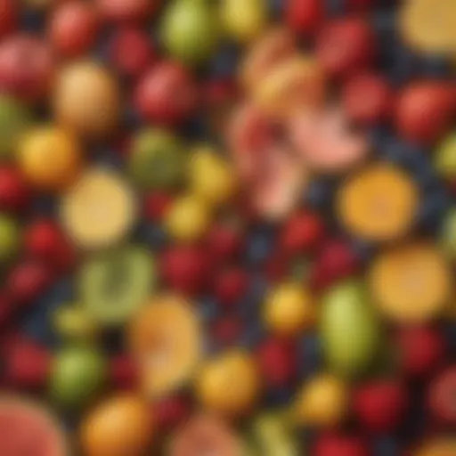 A vibrant assortment of fresh fruits ready for blending