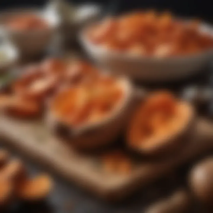 A collection of kitchen tools and ingredients laid out for a sweet potato recipe.