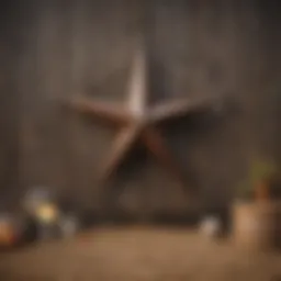 A beautifully crafted extra large metal barn star in a rustic outdoor setting