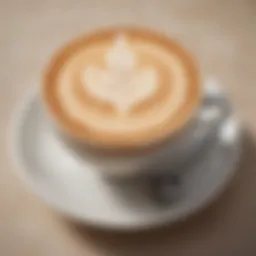 A frothy cup of cappuccino with intricate latte art on top