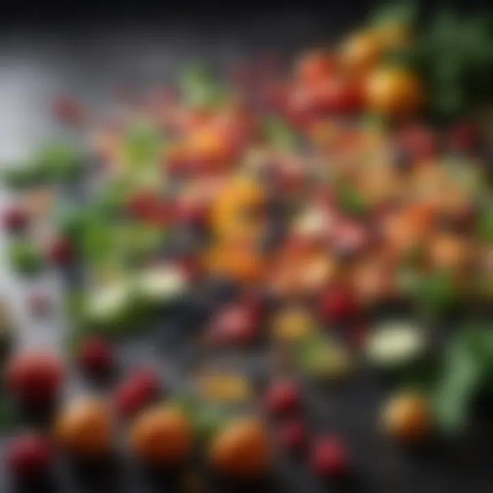 An assortment of vibrant fruits and vegetables ready for blending