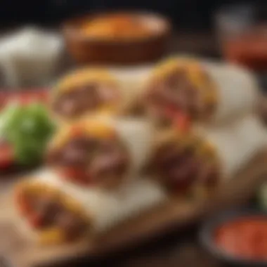 Colorful Burrito Variations A colorful spread of carne asada burrito variations from different local establishments.