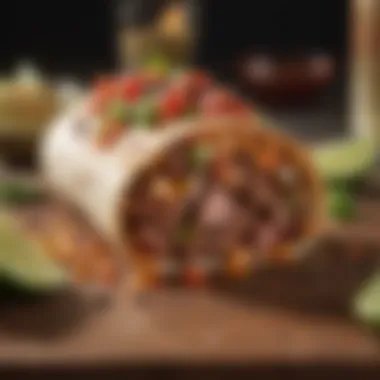 Succulent Carne Asada Burrito A vibrant carne asada burrito showcasing its succulent filling and fresh ingredients.