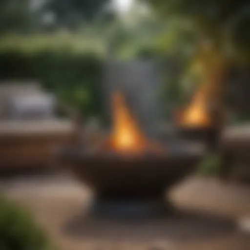 Elegant fire bowl in a modern outdoor setting