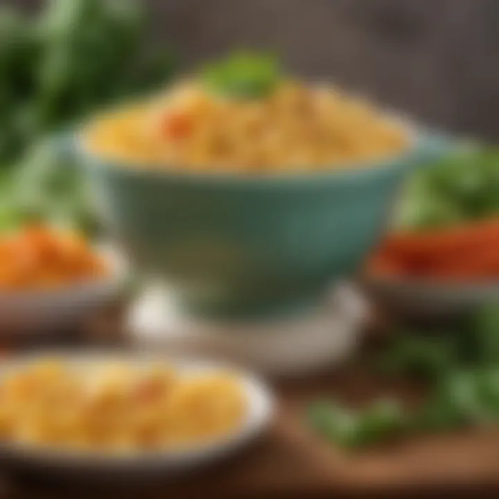 A vibrant bowl of colorful vegetables paired with lactose-free mac and cheese