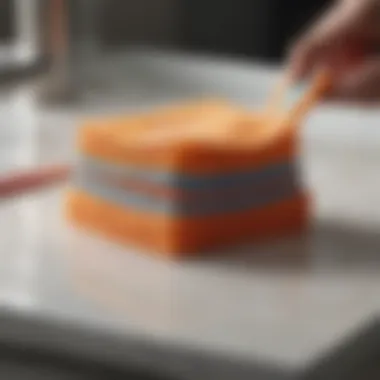 Cleaning Efficiency of Microfiber Dish Cloths Microfiber cloths being used for cleaning dishes