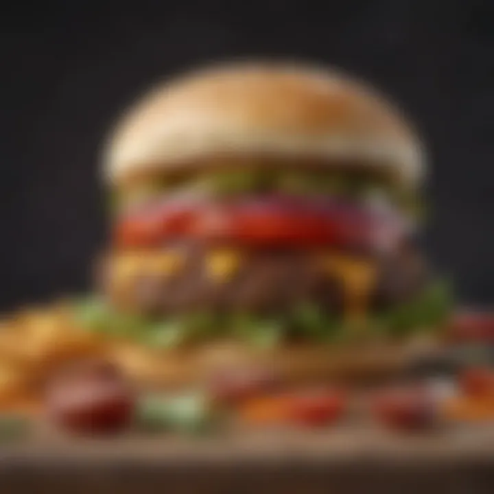 Close-up of diverse ingredients used in a plant-based burger