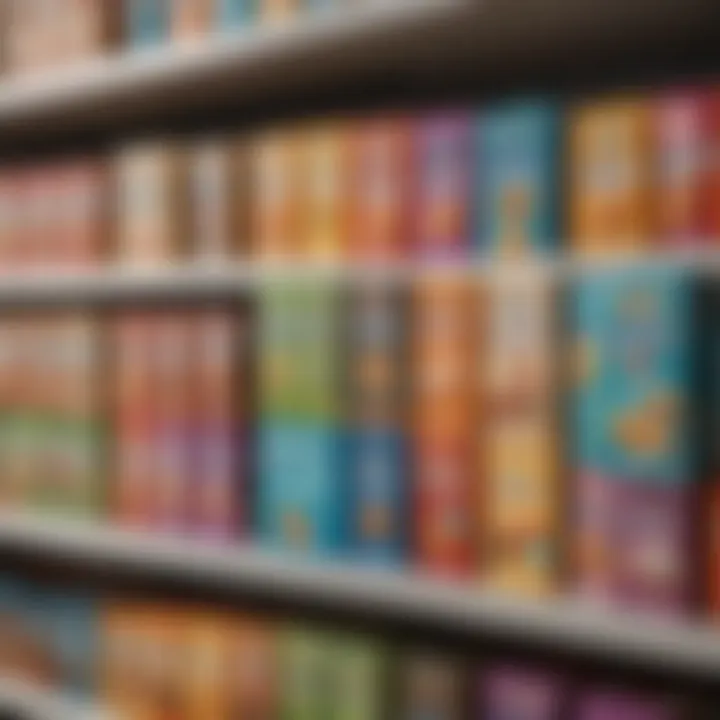 Assorted probiotic cereal boxes on a shelf