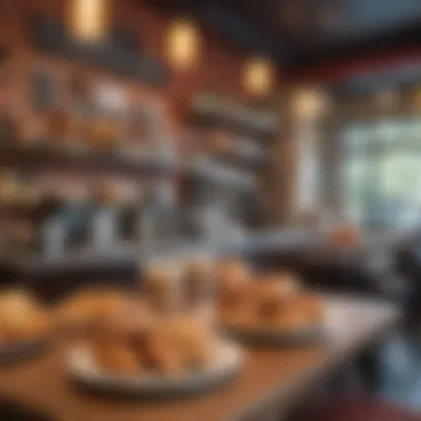 Charming Cafe Vibes Vibrant atmosphere of a cozy cafe with delightful pastries and coffee