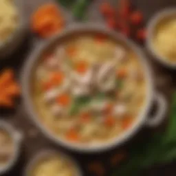 A vibrant bowl of chicken noodle soup highlighting fresh ingredients.