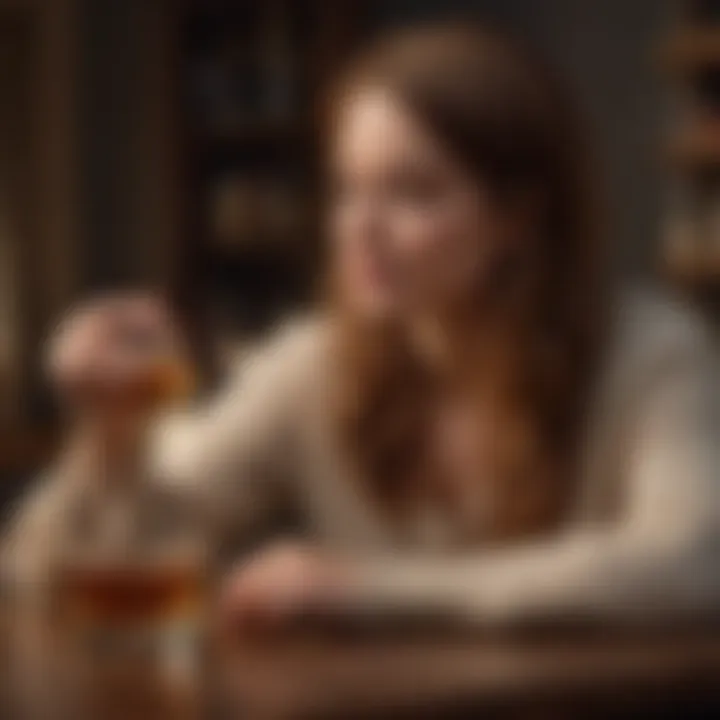 A serene scene of a woman savoring a glass of whisky in a cozy atmosphere, reflecting enjoyment