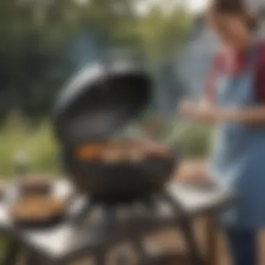 Performance of Coleman Round Trip Grill in Action An outdoor setting displaying the grill in action, emphasizing its performance.