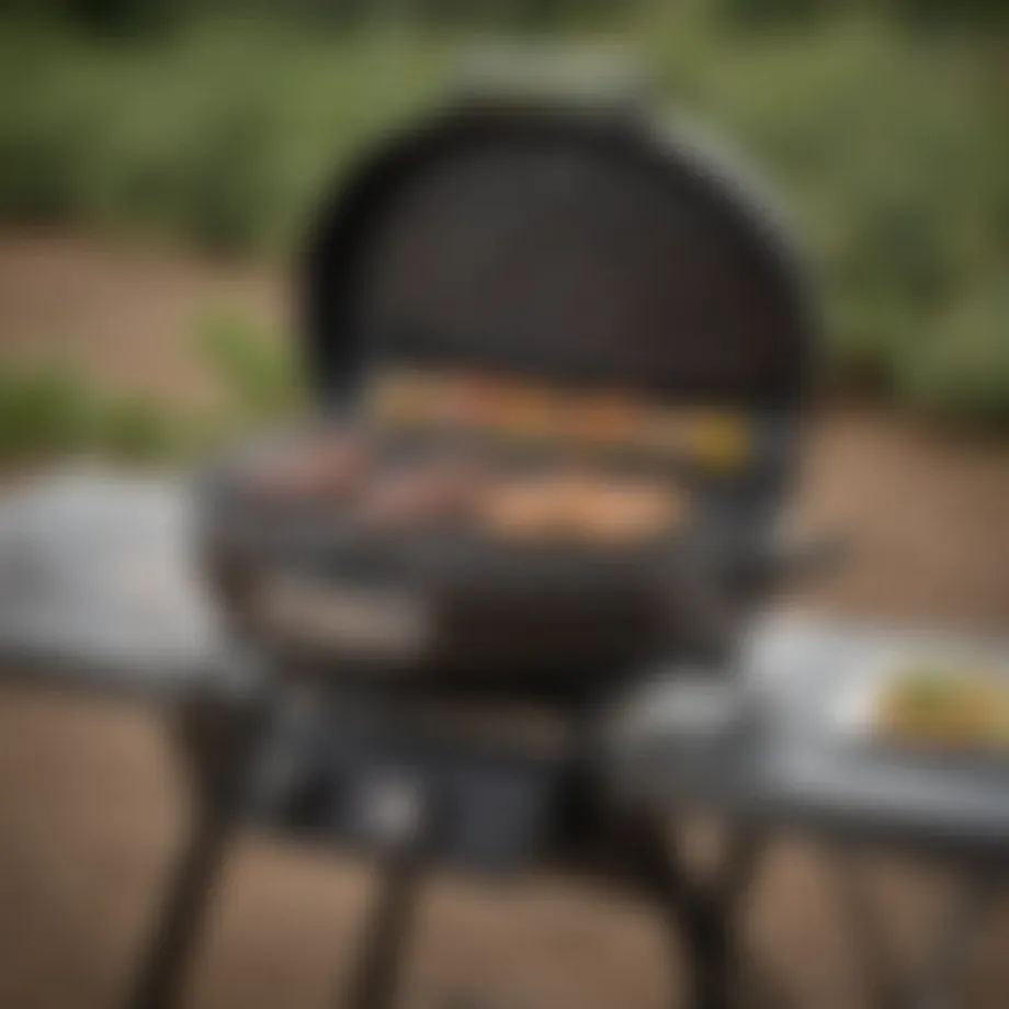 The sleek design of the Coleman Round Trip Grill featuring its portable structure.