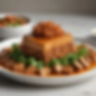 Vibrant Vegan Seitan Presentation A beautifully plated vegan seitan dish showcasing its texture and color.