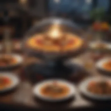 Celestial Dining Table A celestial-themed dining table filled with vibrant dishes inspired by the universe