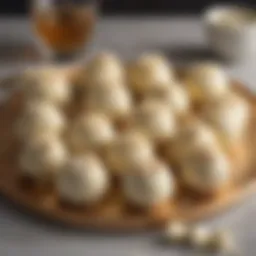 Luxurious white chocolate truffles arranged artfully on a platter