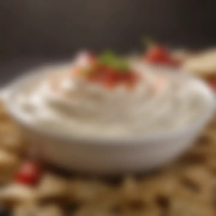 A close-up of the creamy texture of the dip showcasing its richness