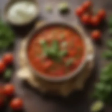 Fresh ingredients including tomatoes, cilantro, and jalapeños for salsa