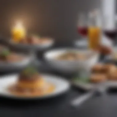 Modern German Culinary Innovations A modern twist on classic German dishes presented in an elegant dining setting.