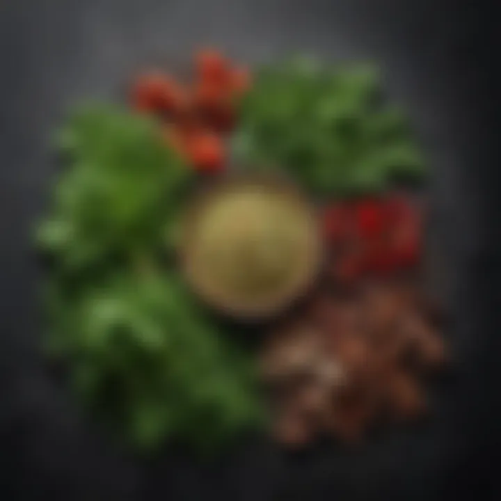 A close-up of fresh herbs and spices used in keto recipes, emphasizing their unique qualities