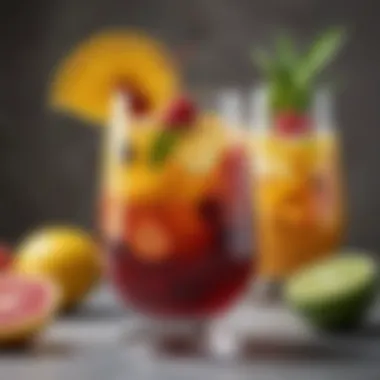 A beautifully arranged glass of sangria garnished with fresh fruit